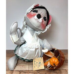 Annalee Thanksgiving Mouse Doll  With Basket & Harvest 3075 Tags & Org. Bag